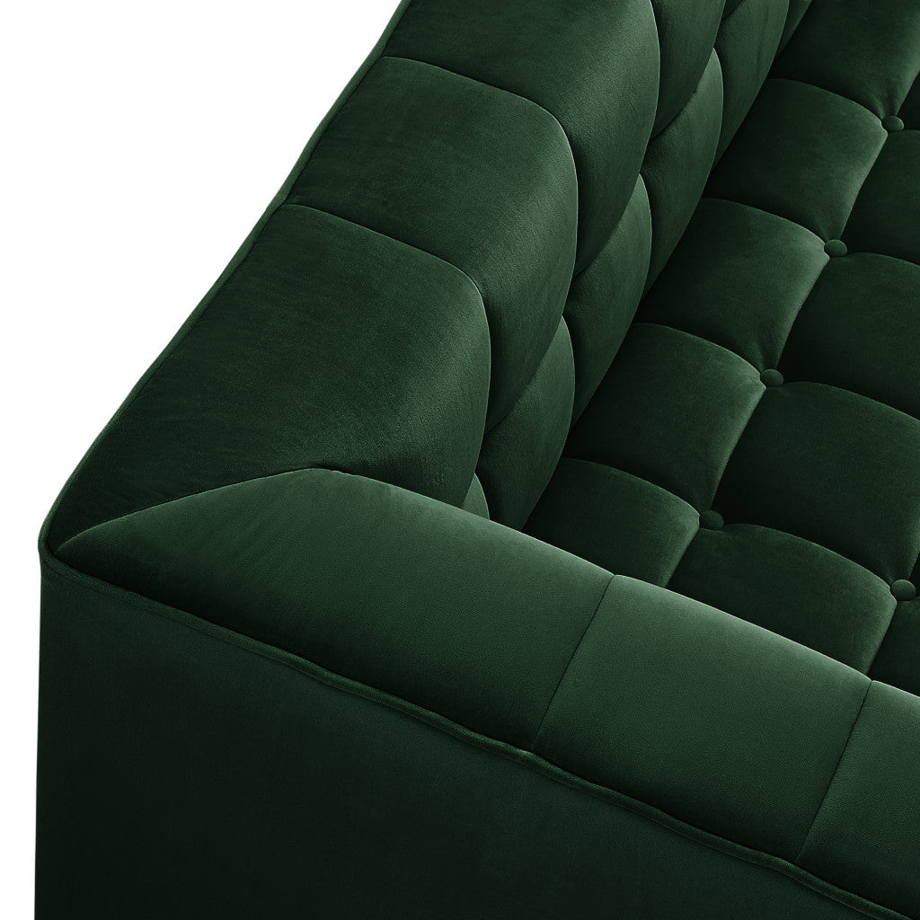 88" Hunter Green Velvet Sofa And Toss Pillows With Clear Legs Image 8