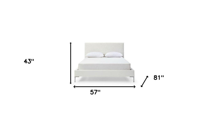 Full White Upholstered Faux Leather Bed Image 2