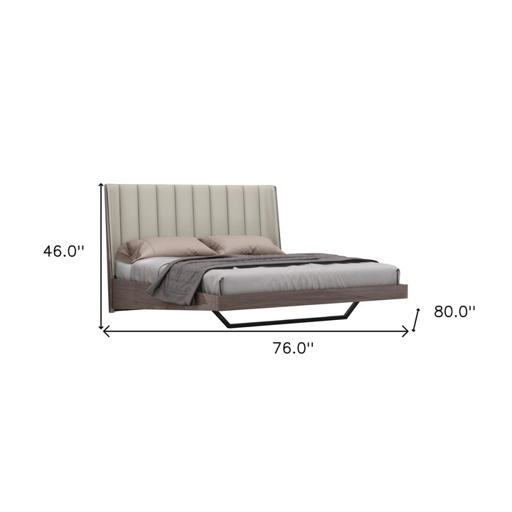 King Grey Upholstered Faux Leather and Ivory Gloss Bed Frame Image 8