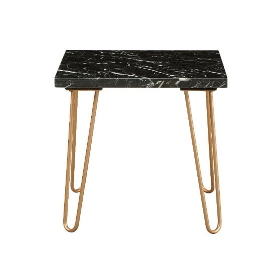 21" White Faux Marble End Table Image 3