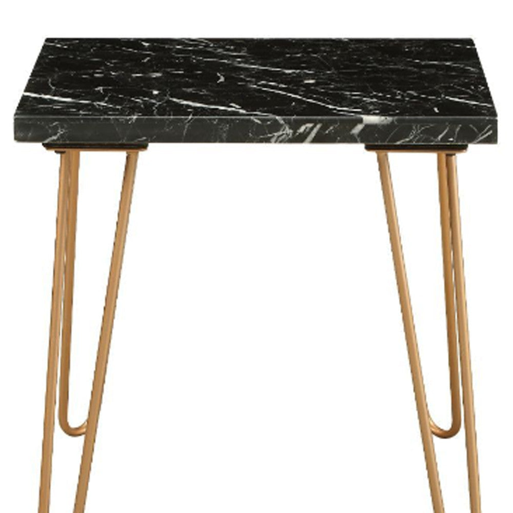 21" White Faux Marble End Table Image 8