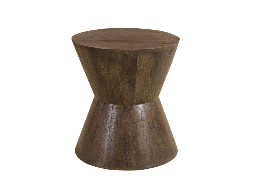 18" Dark Brown And Brown Wood Solid Wood Round End Table Image 1