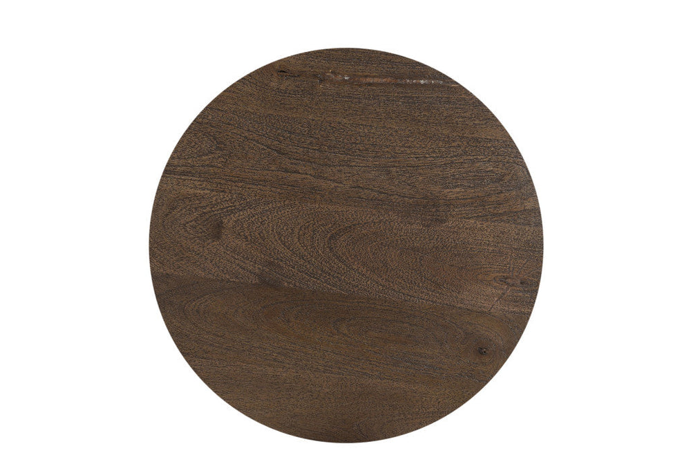 18" Dark Brown And Brown Wood Solid Wood Round End Table Image 2