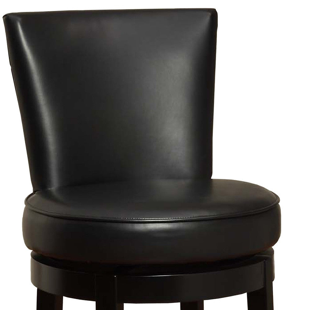 26" Black And Burnt Umber Solid Wood Swivel Counter Height Bar Chair Image 7