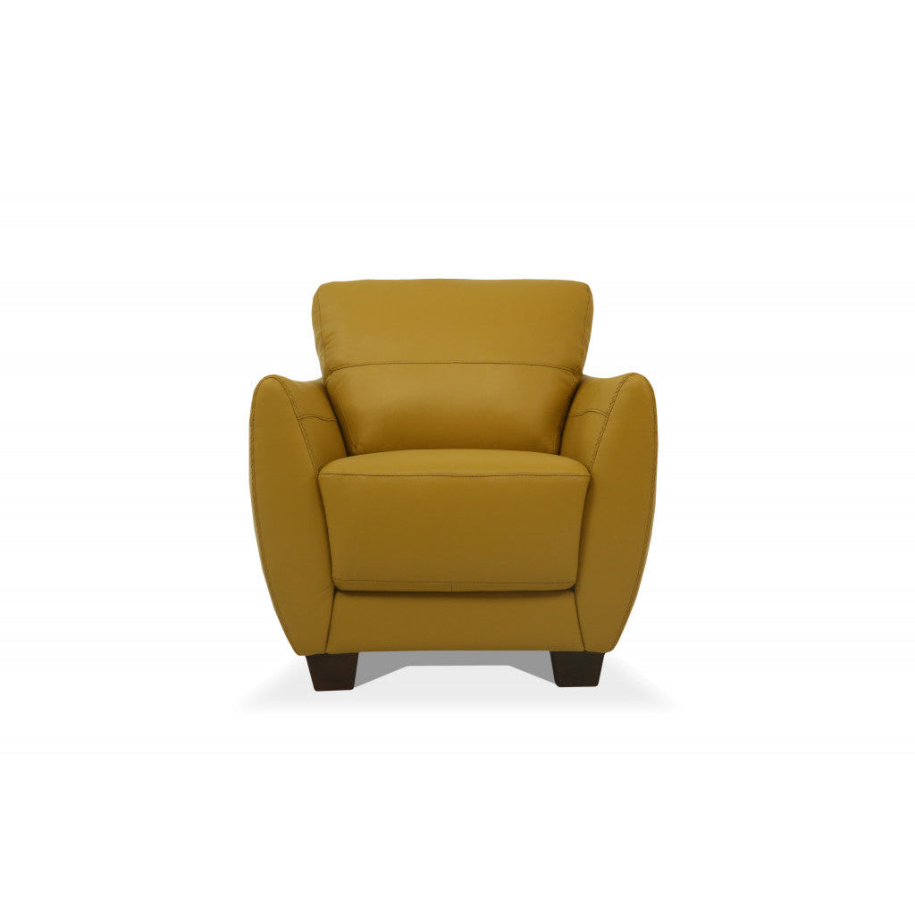 33" Mustard Genuine Leather And Black Arm Chair Image 2