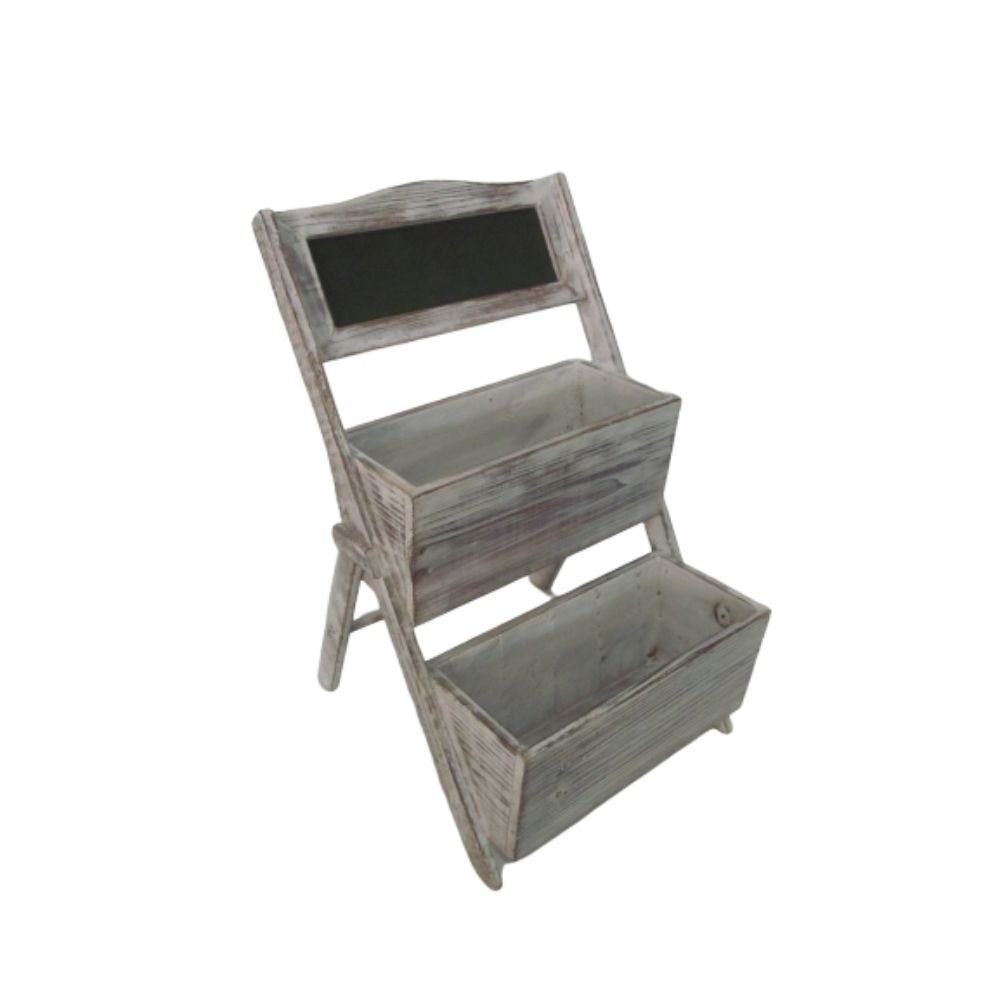 Home Garden Decorative Wood Shelf In Whitewash Gray Image 1