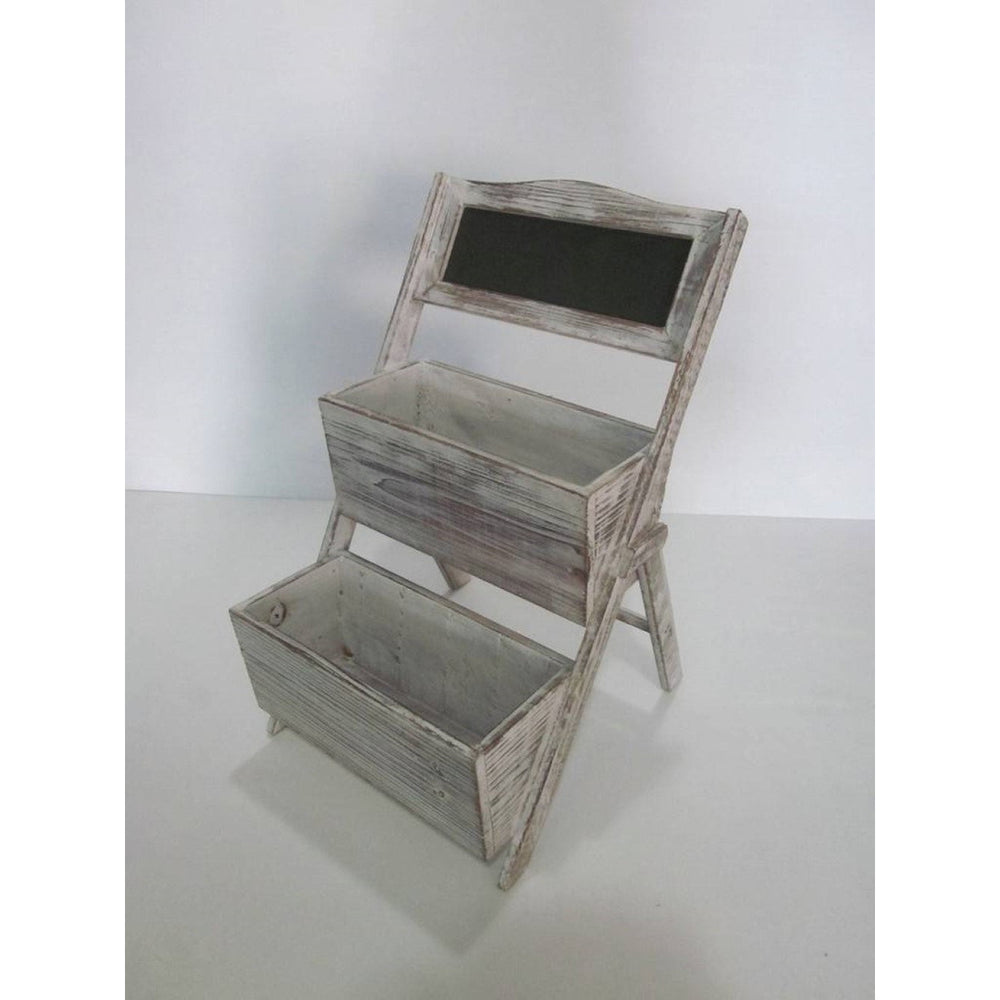 Home Garden Decorative Wood Shelf In Whitewash Gray Image 2