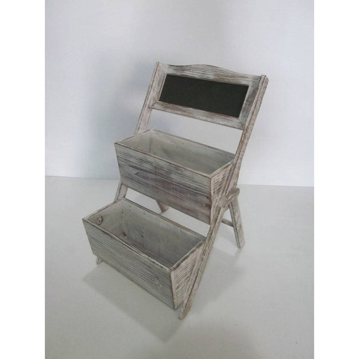 Home Garden Decorative Wood Shelf In Whitewash Gray Image 2