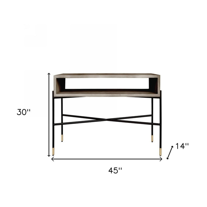 Industrial 45" Concrete And Metal Console Console Table Image 6