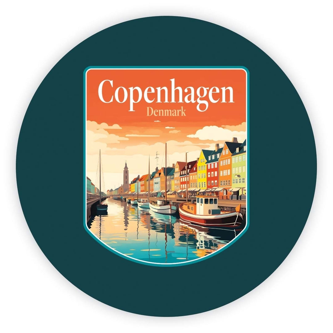 Copenhagen Denmark Design A Souvenir Round Vinyl Decal Sticker Image 1