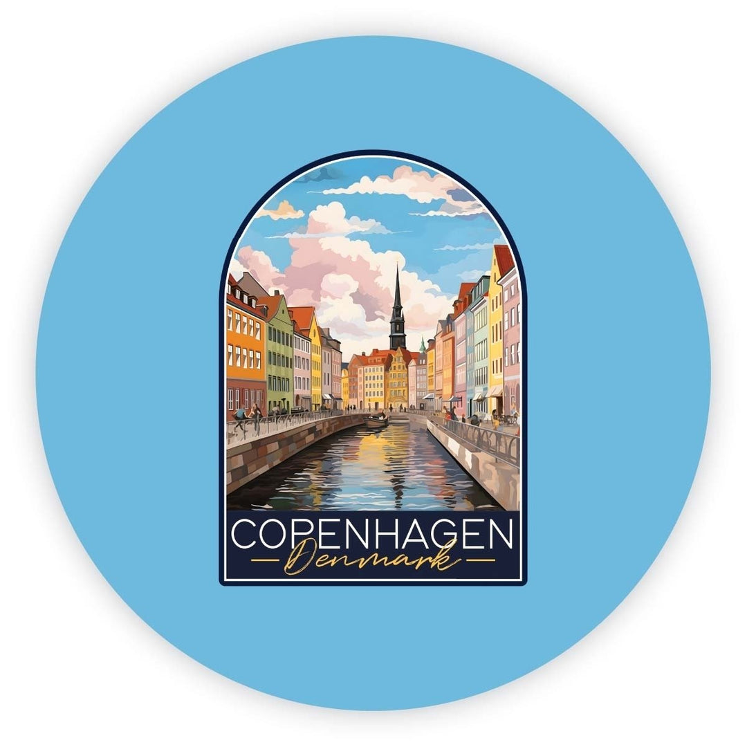 Copenhagen Denmark Design B Souvenir Round Vinyl Decal Sticker Image 1