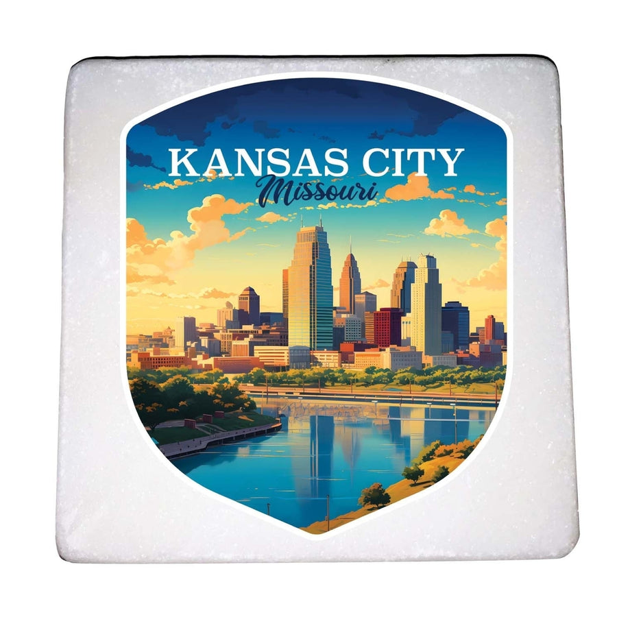 Kansas City Missouri Design A Souvenir 4x4-Inch Coaster Marble 4 Pack Image 1