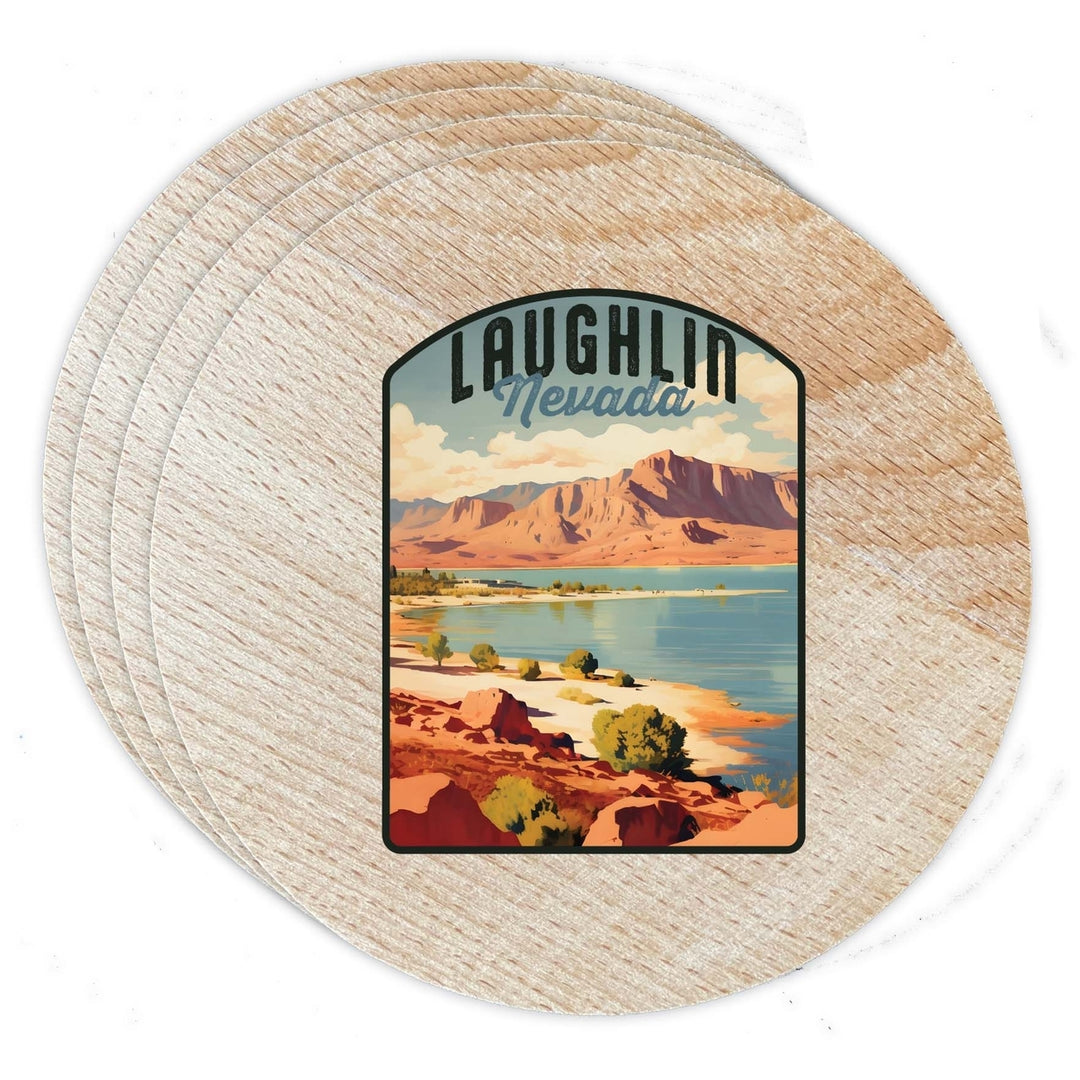 Laughlin Nevada Design B Souvenir Coaster Wooden 3.5 x 3.5-Inch 4 Pack Image 1