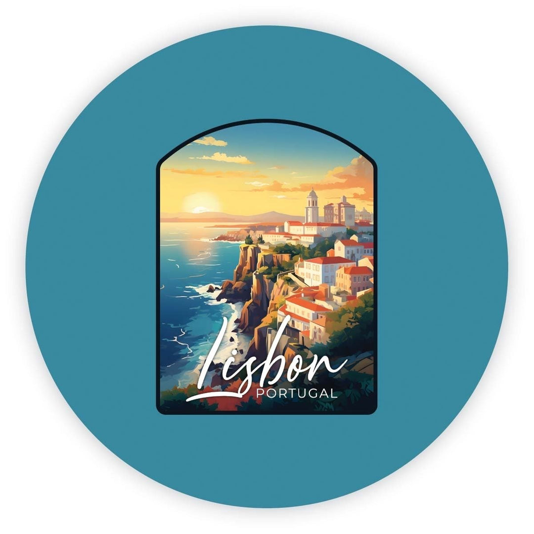 Lisbon Portugal Design B Souvenir Round Vinyl Decal Sticker Image 1