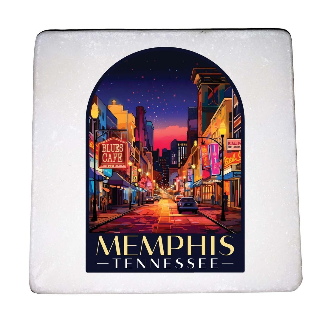 Memphis Tennessee Design C Souvenir 4x4-Inch Coaster Marble 4 Pack Image 1