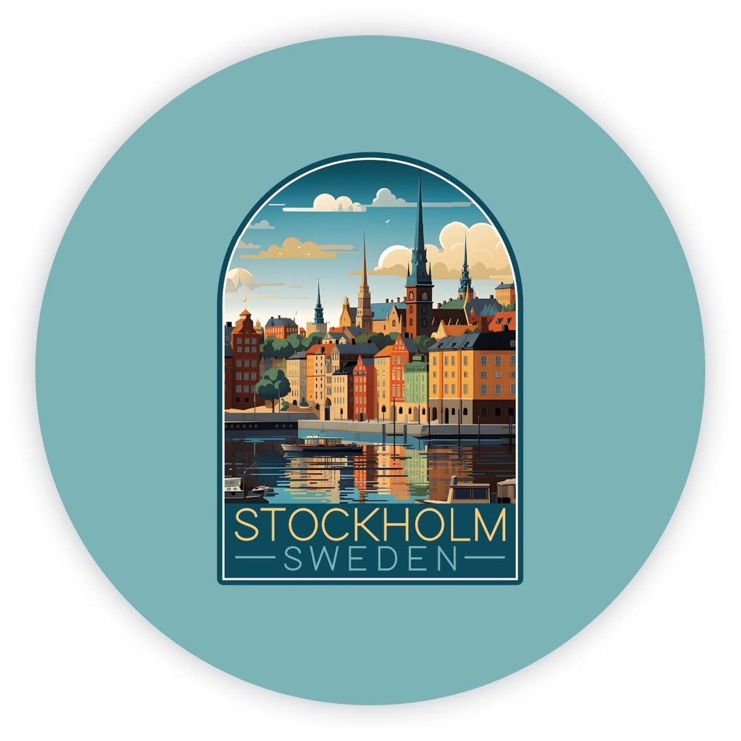 Stockholm Sweden Design A Souvenir Round Vinyl Decal Sticker Image 1