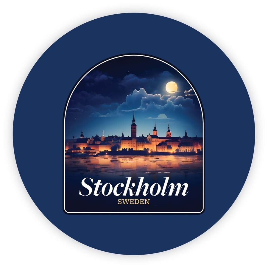 Stockholm Sweden Design B Souvenir Round Vinyl Decal Sticker Image 1