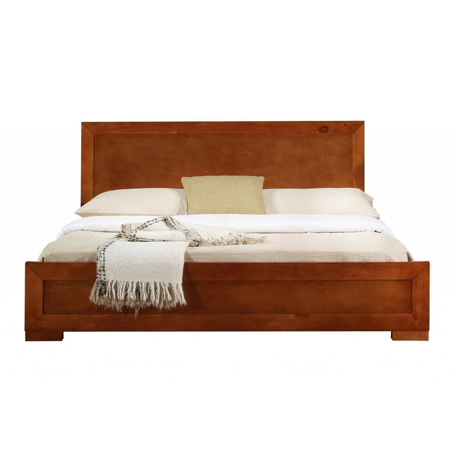 Walnut Wood Queen Platform Bed Image 1