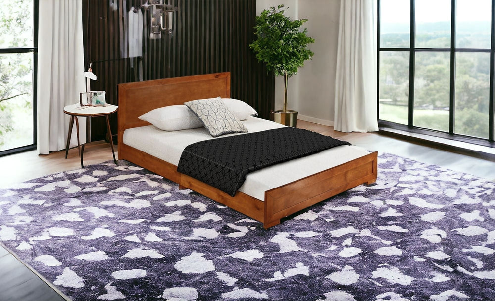 Walnut Wood Queen Platform Bed Image 2