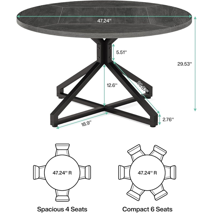 Tribesigns Round Dining Table for 4-6 People, 47-Inch Circle Dining Room Table with Metal Pedestal Base Image 6