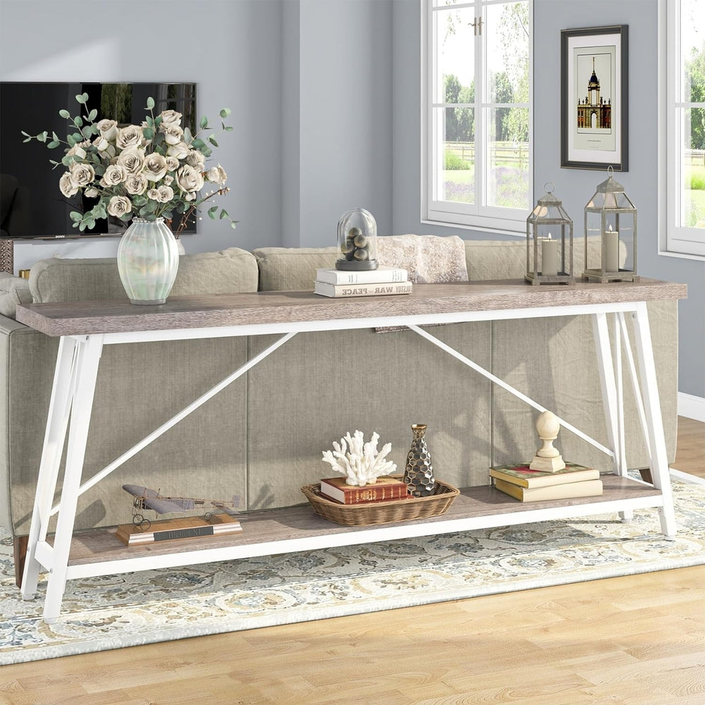 Tribesigns 70.9 Inches Industrial Extra Long Sofa Table Behind Couch, Entry Console Table for Hallway, Entryway Image 2