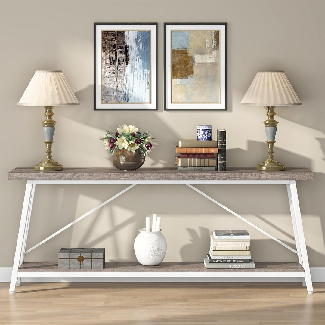 Tribesigns 70.9 Inches Industrial Extra Long Sofa Table Behind Couch, Entry Console Table for Hallway, Entryway Image 3