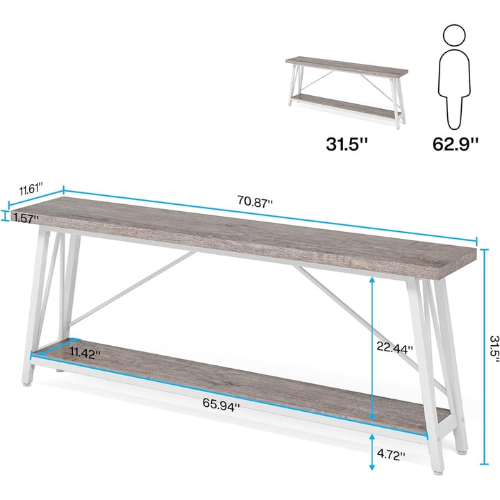 Tribesigns 70.9 Inches Industrial Extra Long Sofa Table Behind Couch, Entry Console Table for Hallway, Entryway Image 6