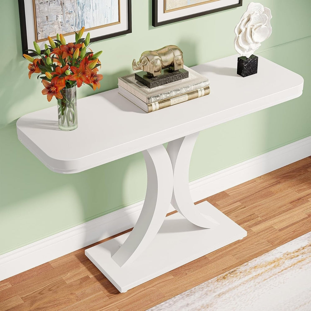 Tribesigns Modern Console Table, 40 inch Narrow Entryway Foyer Table with Geometric Base,Hallway Accent Table Image 2