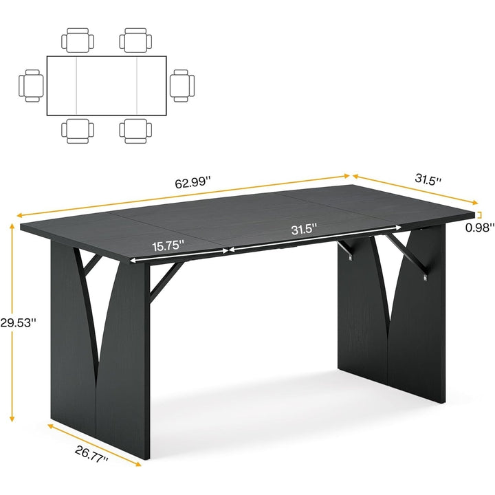 Tribesigns 63 Inch Dining Table,Industrial Dining Room Table, Modern Rectangular Wooden Kitchen Table(Chairs Not Image 6