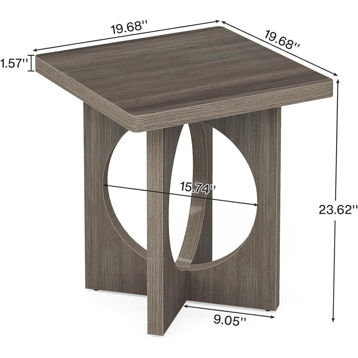 Tribesigns Square End Table Wood Gray X-Shaped Base Unique Cutouts 19.7 Inch Image 6