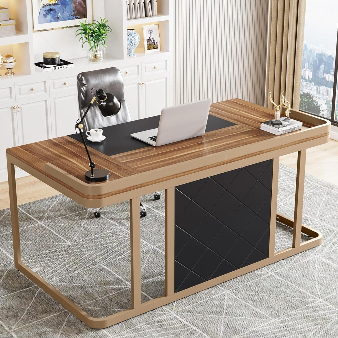 Tribesigns Modern Large Office Desk, Computer Table, Study Writing Desk with Metal Frame for Home Office Image 1