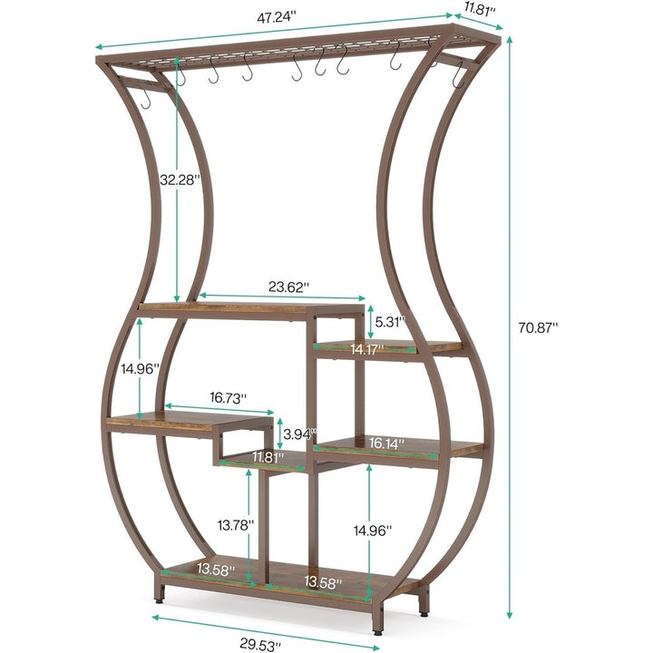 Tribesigns 6-Tier Plant Stand 70.9 Inch Tall Engineered Wood Metal Vase Design Image 6