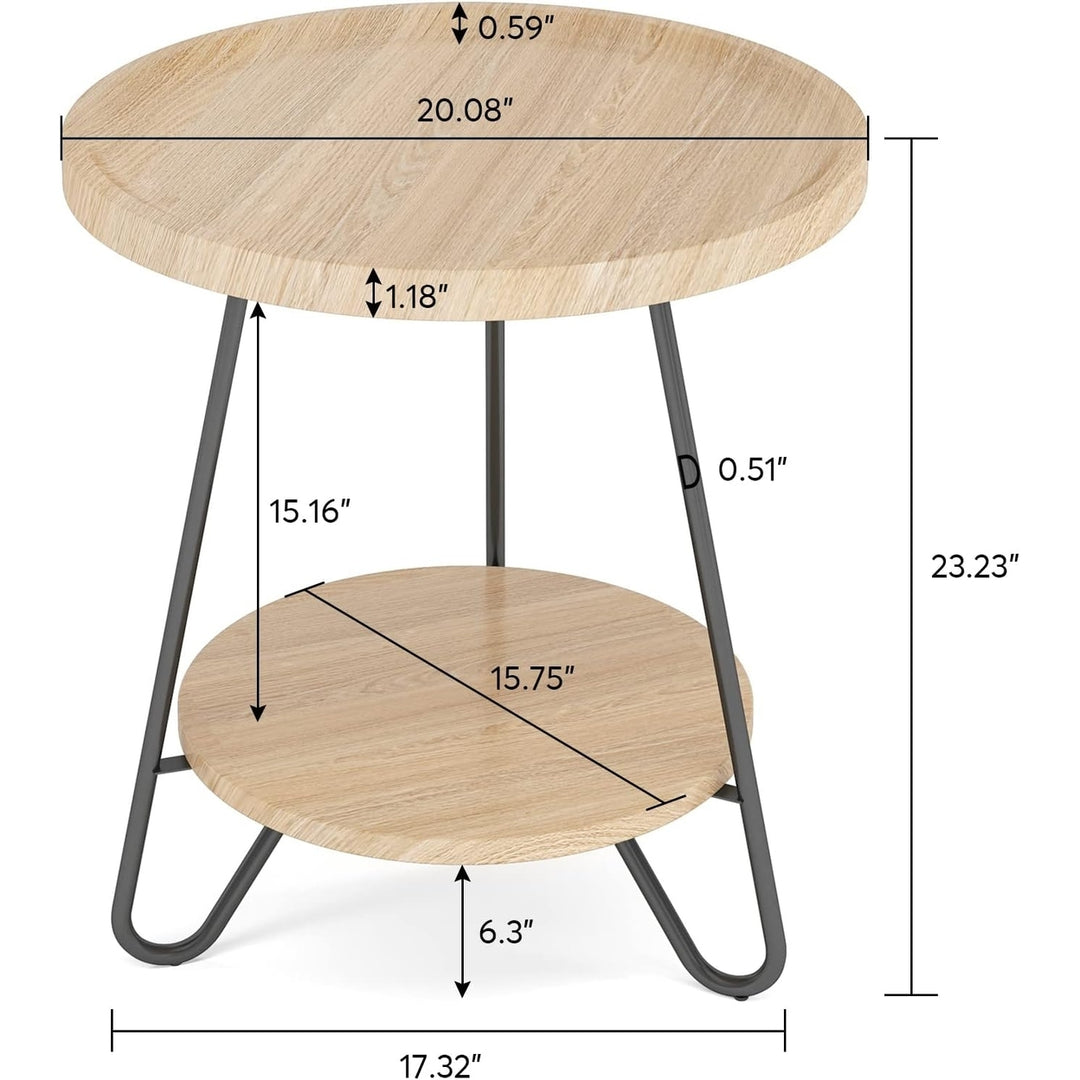 Tribesigns Set of 2 Round Side Table, 2-Tier End Table with Metal Legs,Small Accent Table Snack Table for Living Room Image 6