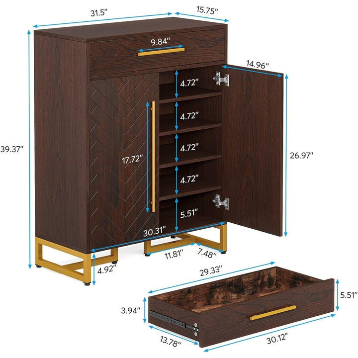 Tribesigns Shoe Cabinet with Doors, 20 Pairs Shoe Storage Cabinet with Drawer,Modern Shoe Rack Organizer with Shelves Image 6