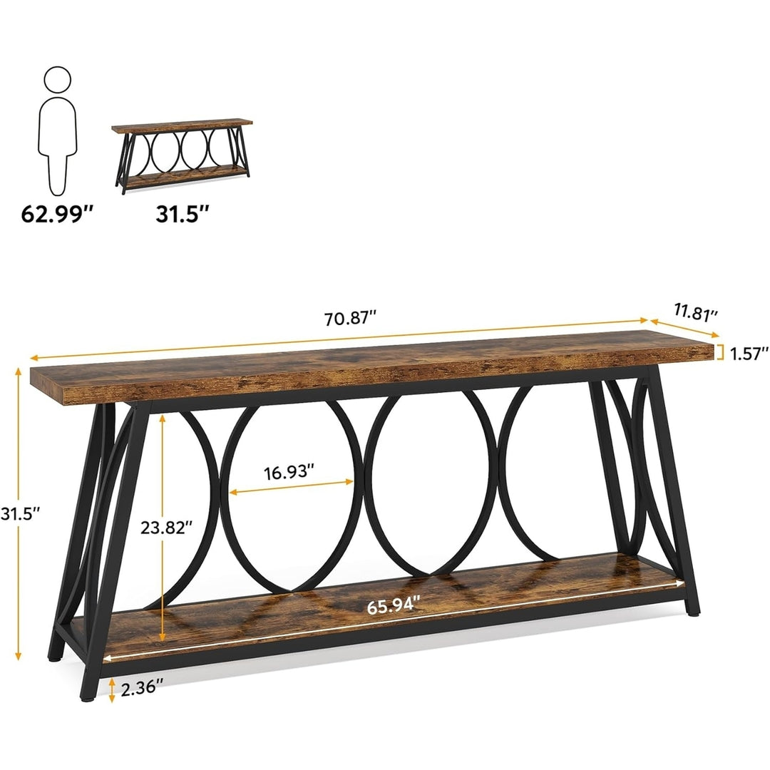 Tribesigns 70.9 Inch Industrial Console Table Wooden Entryway Sofa Table Black Metal Image 6