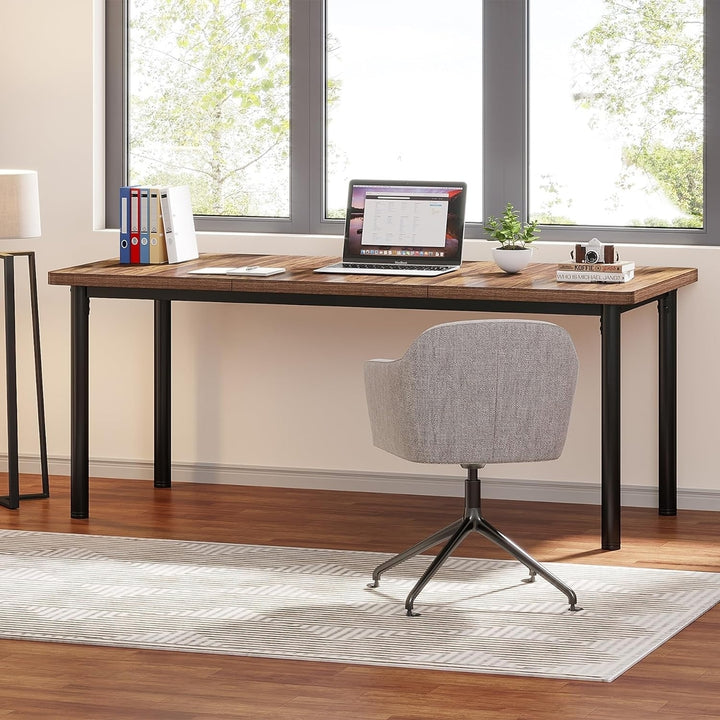 Tribesigns 70.87 Inch Large Executive Desk Metal Legs Farmhouse Computer Desk Image 5