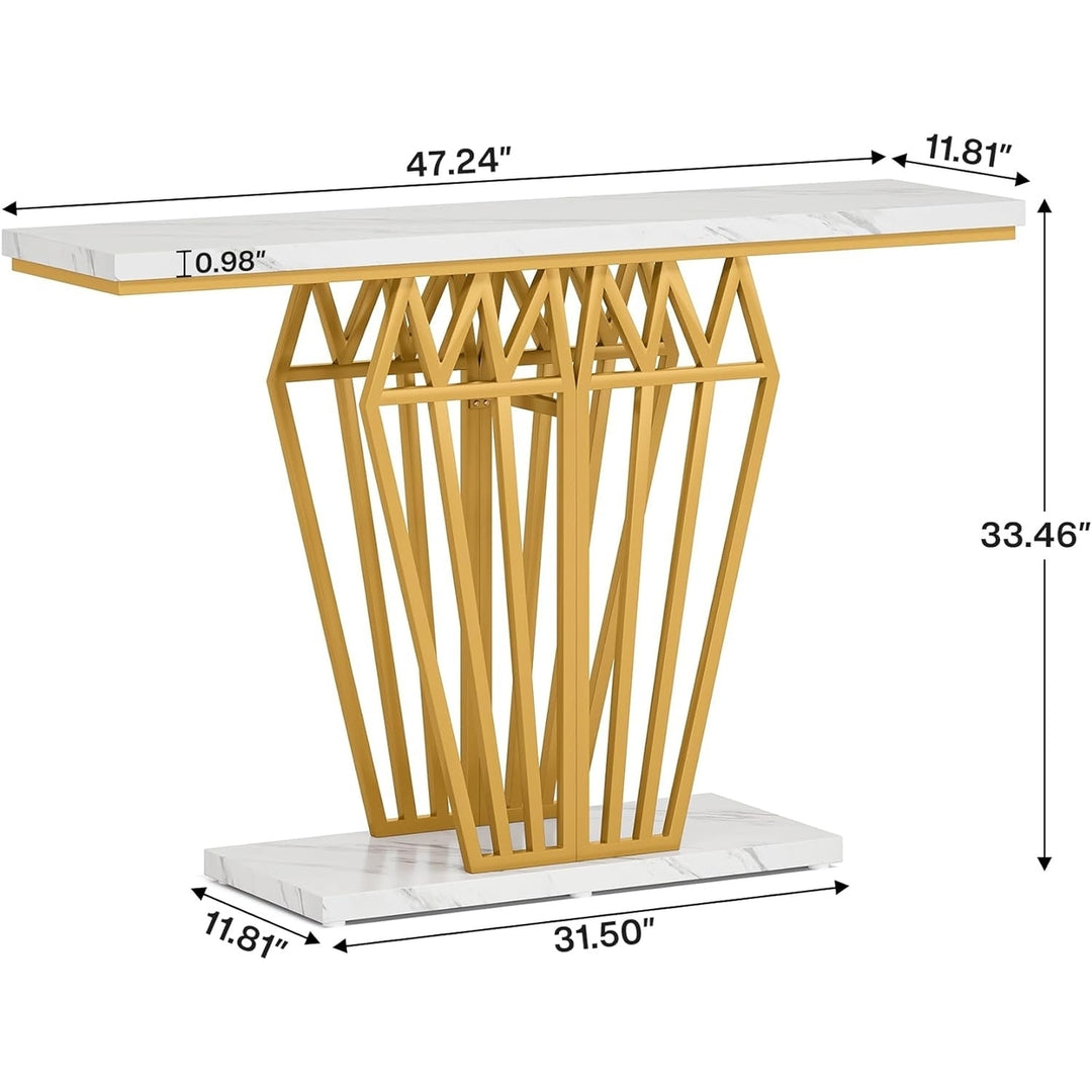 Tribesigns 47 Inch Modern Console Table with LED Lights Gold Metal Base Image 6