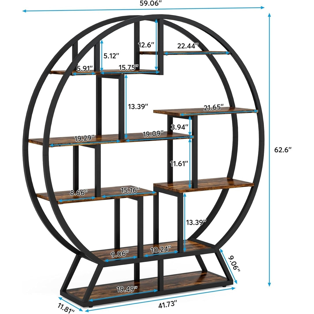 Tribesigns 63 Inch Indoor Plant Stand Round Shelf Holder 8 Shelves Metal Wood Image 6