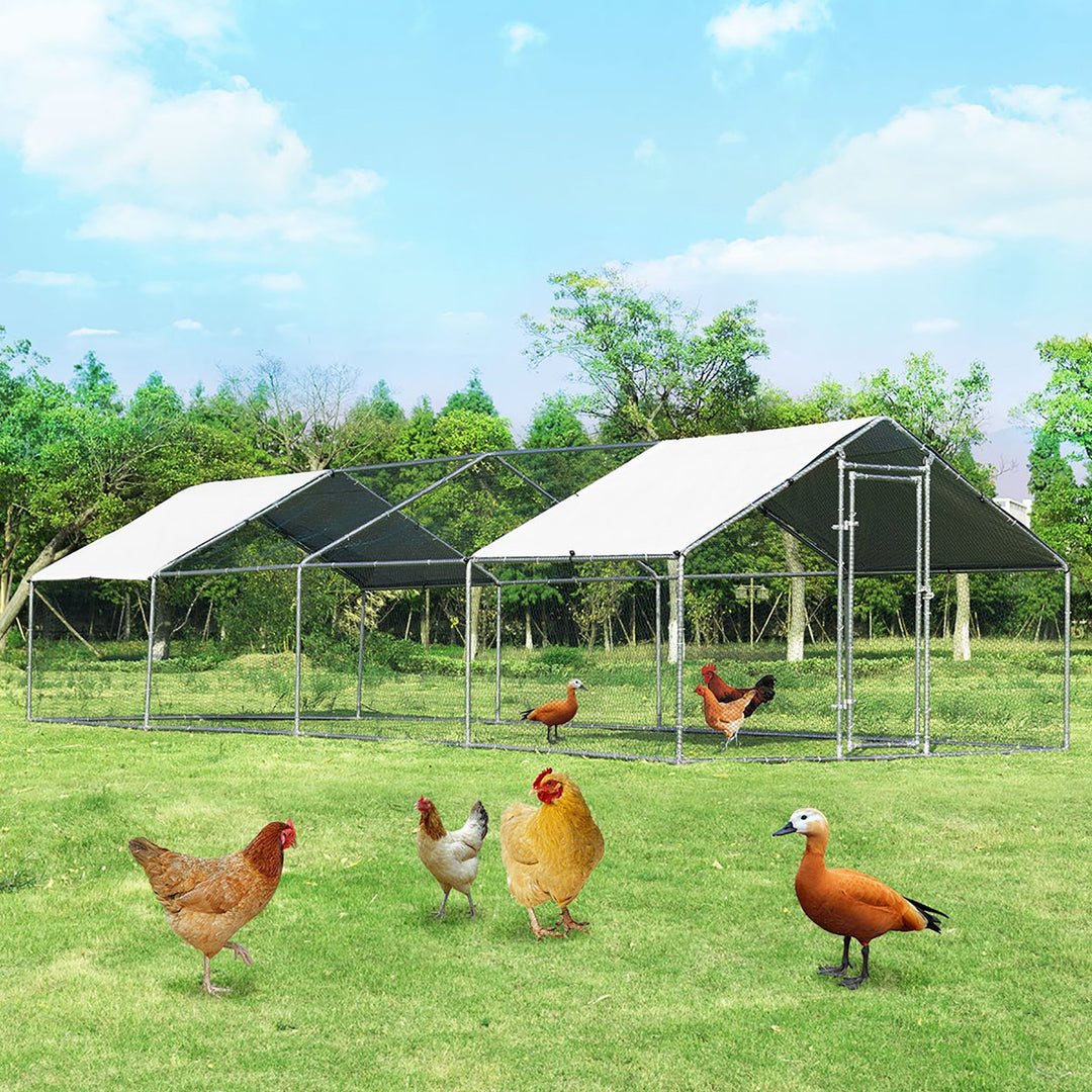 Walk In Chicken Coop Run House Shade Cage 10 X 26 w/Roof Cover Image 1