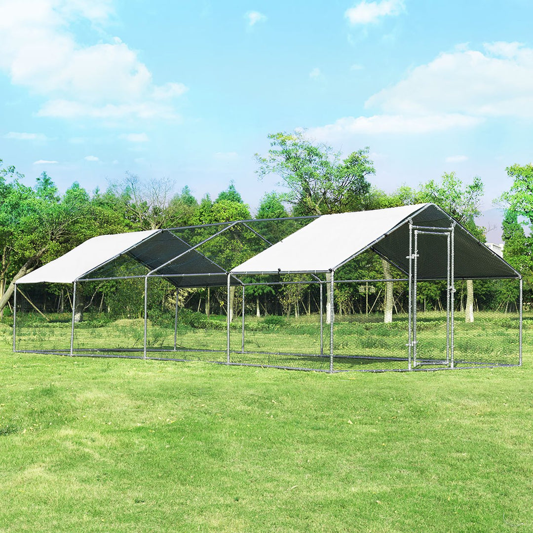 Walk In Chicken Coop Run House Shade Cage 10 X 26 w/Roof Cover Image 2