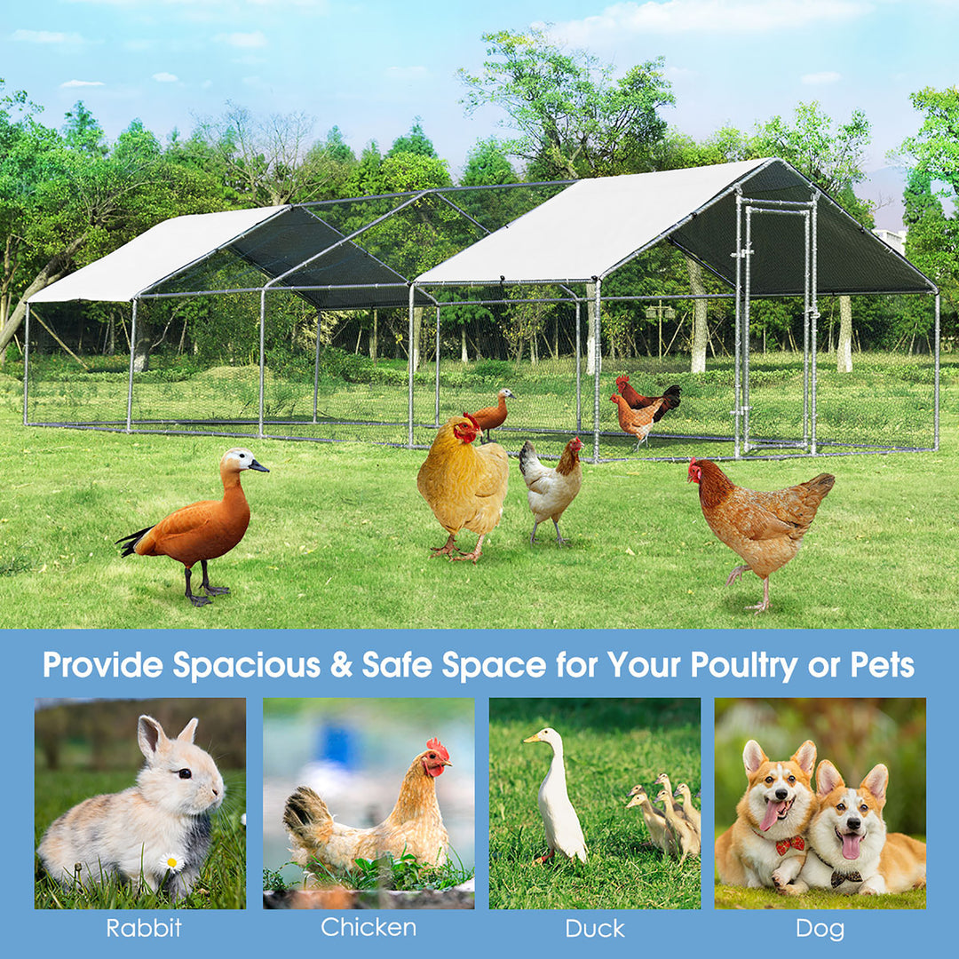 Walk In Chicken Coop Run House Shade Cage 10 X 26 w/Roof Cover Image 5