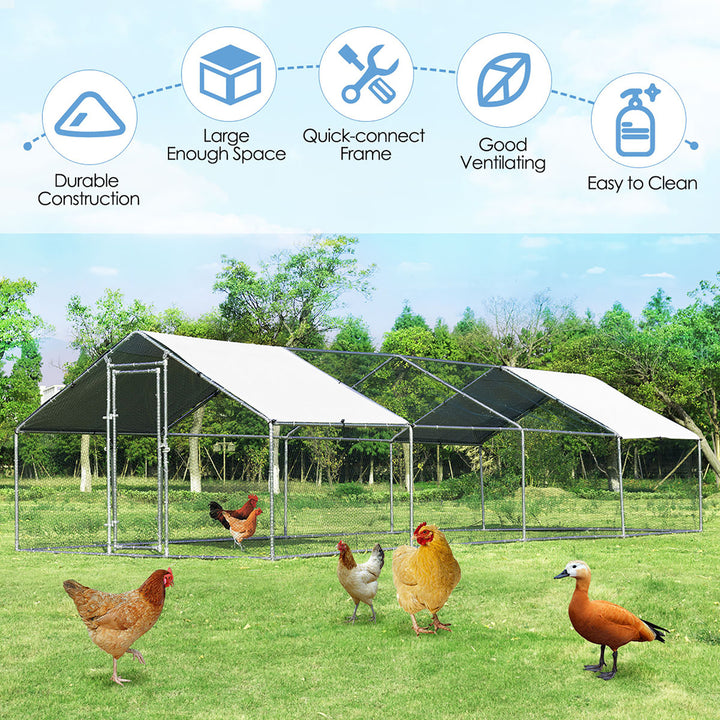 Walk In Chicken Coop Run House Shade Cage 10 X 26 w/Roof Cover Image 8