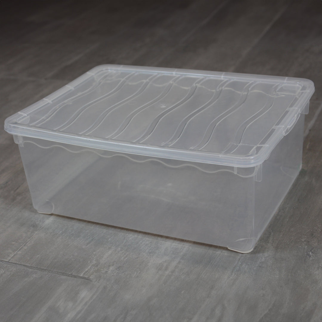 Clear Plastic Storage Container Shoe Box 14x10.5x5.5 Stackable Secure Lid Image 5