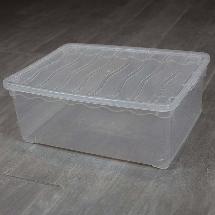 Clear Plastic Storage Container Shoe Box 14x10.5x5.5 Stackable Secure Lid Image 5