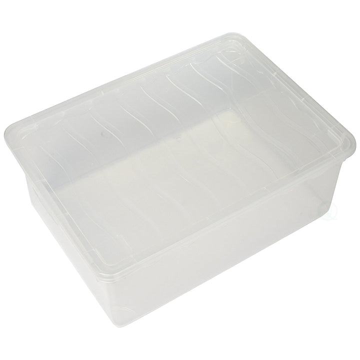 Clear Plastic Storage Container Shoe Box 14x10.5x5.5 Stackable Secure Lid Image 1