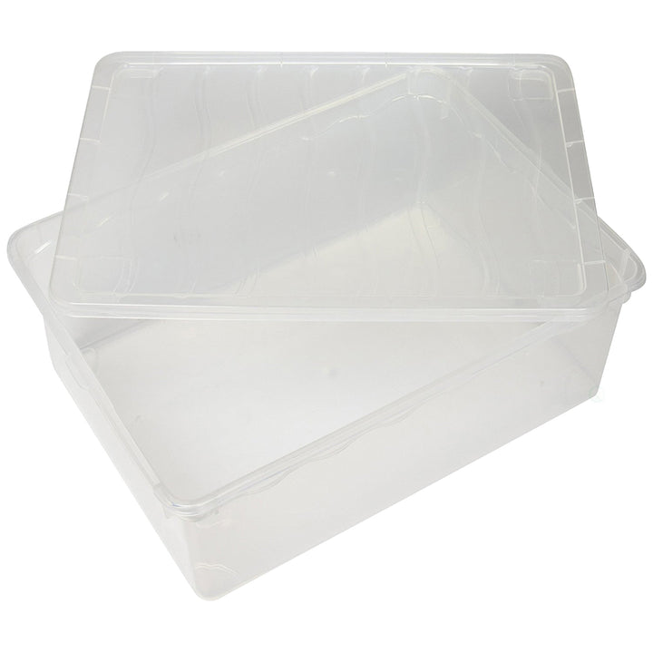 Clear Plastic Storage Container Shoe Box 14x10.5x5.5 Stackable Secure Lid Image 6