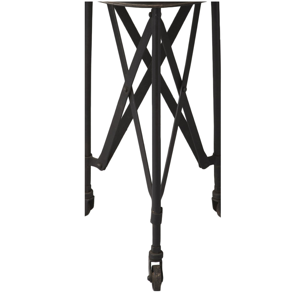 23" Black Industrial Rolling Round End Table Image 2