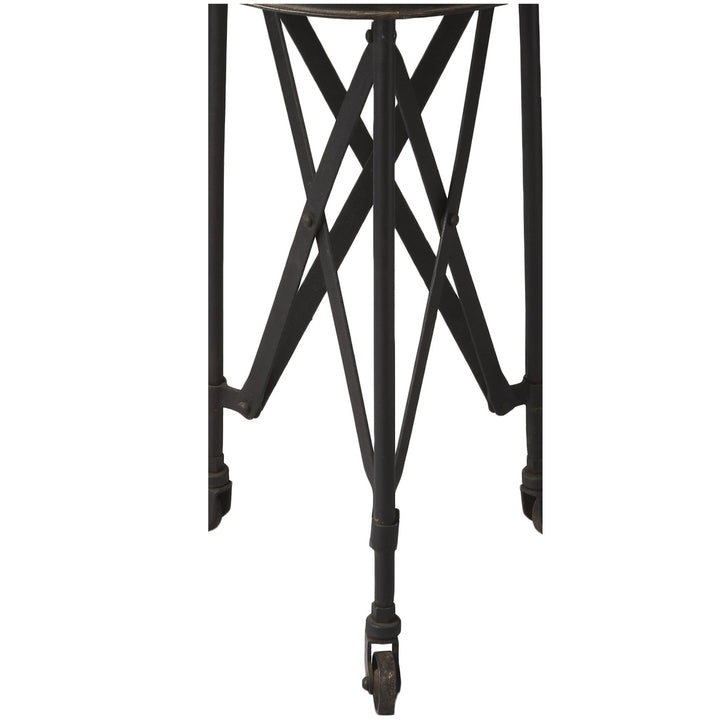 23" Black Industrial Rolling Round End Table Image 2