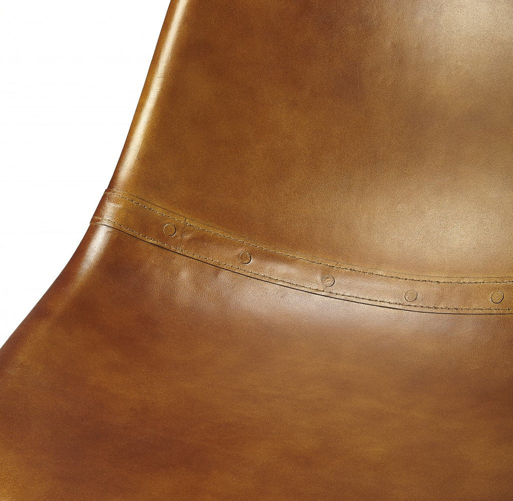 18" Brown And Copper Faux Leather Side Chair Image 2