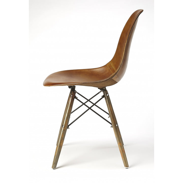 18" Brown And Copper Faux Leather Side Chair Image 4